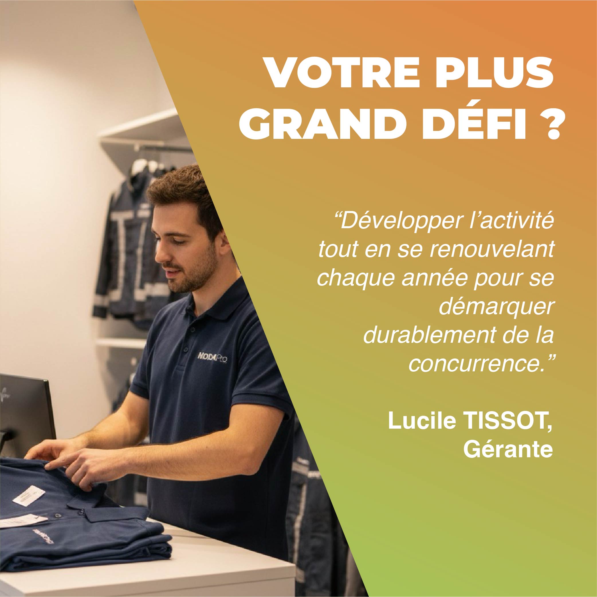     Portrait professionnel ModaPro – spécialiste du vêtement de travail personnalisé et équipements de sécurité